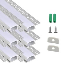 6-Pack 3.3ft Recessed Led Strip Light Diffuser, Aluminum Channel with Milky W...