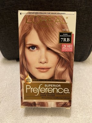 L'Oreal Superior Preference 7RB Dark Rose Blonde Hair Color NIB