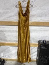 House of CB Sahara Amber Gold Satin Cowl Neck Maxi Dress Size M NWT $299