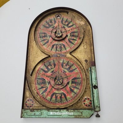 Vintage 1930s Lindstrom's Gold Star Bagatelle Marble Game Tabletop Pinball USA