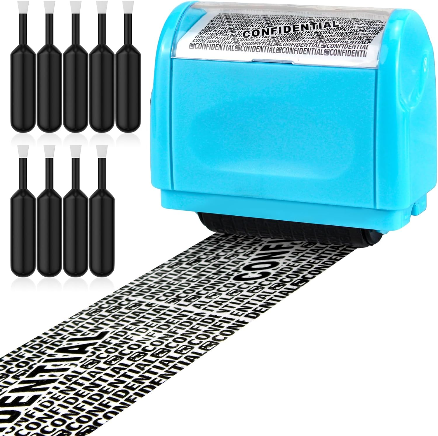 Confidential Roller Stamp, Identity Theft Rolling Data Defender, Included 9 Pack