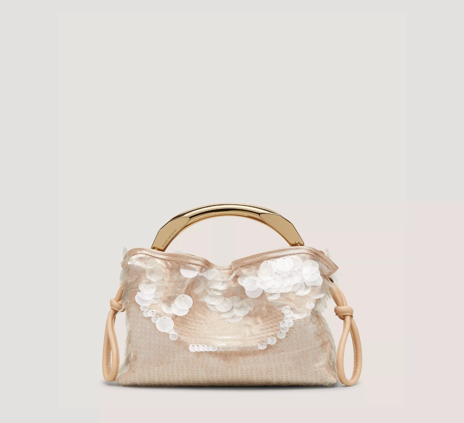 Stuart Weitzman Mia Mini Arc Bag Champagne Gold Sequin shoulder crossbody Bag