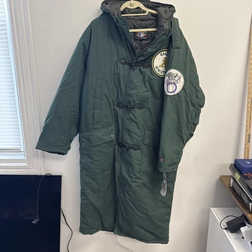 RARE Vintage Mirage MLB Oakland A's Athletics Green Long Stadium Coat / XL - product listing photo