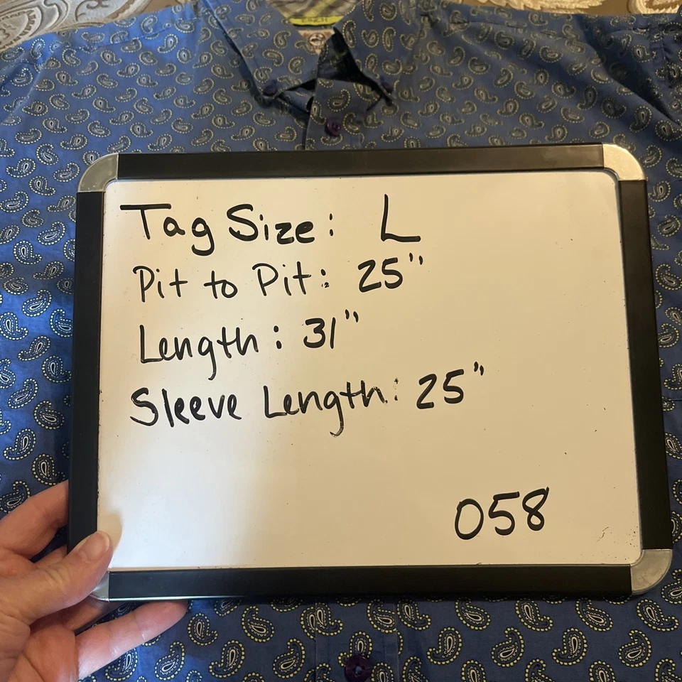 Camisa Cinch Western Hombre Talla L Azul Paisley Abotonada Foto 2 de 4