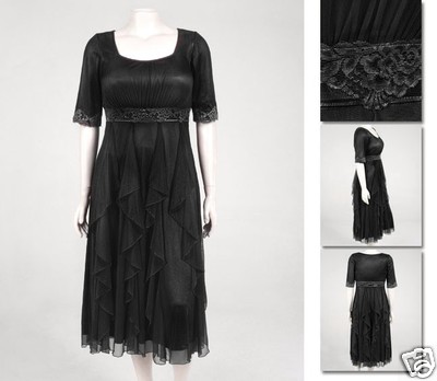 Robe De Cocktail Zaftique Noire Taille 2Z / 20-22 / 2X - Manches Courtes - Neuf Sans étiquettes (dernière Pièce !)