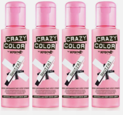 4x Crazy Color Semi Permanent Haarfarbe - Neutral 100ml