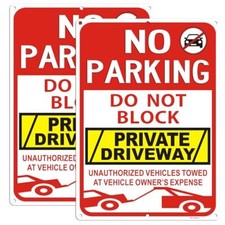 No Parking Sign Do not Block Private Driveway Signs, 14"x10"-2Pack Red