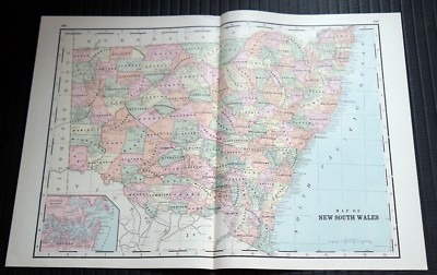 Crams Railway System Atlas Map New South Wales New Guinea West Australia 1895