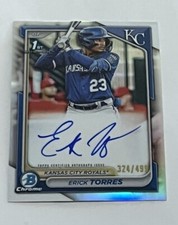 Erick Torres 2024 Bowman Chrome Refractor Rookie Auto /499 Royals