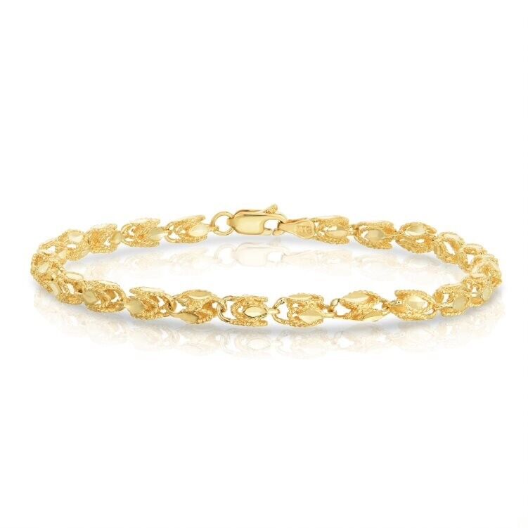 Women's 14K Yellow Gold Moissanite Byzantine Fancy Bracelet