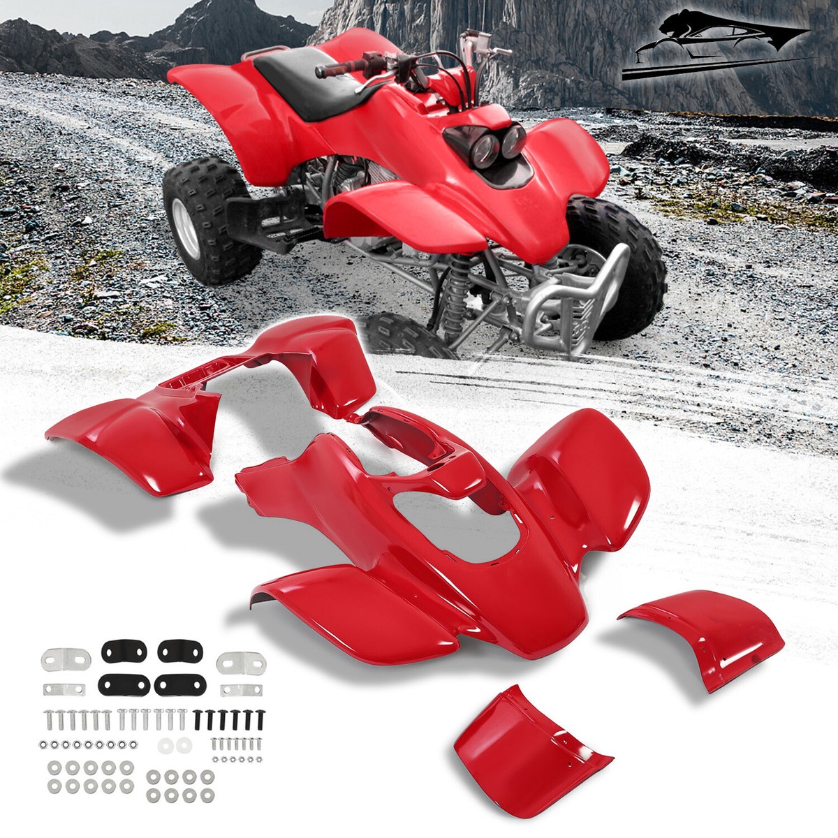 TRX - 美品 NEW FOR HONDA TRX 400EX TRX400EX 1999-2004 RED FRONT + REAR FENDER