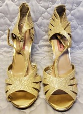 SB2 BETSEY JOHNSON Gold GLITTER Pumps Size 8