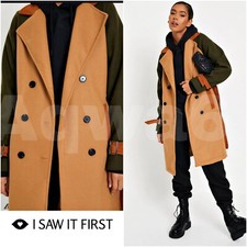 New Tags I Saw It First Double Breasted With Belt Coat Uk Size 10