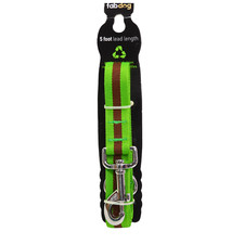 Fabdog Green And Brown Striped Dog Leash- Size 5 Foot Long