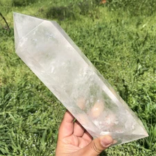 3.96LB Natural White Quartz Obelisk Carved Crystal Tower Wand Reiki .X7166