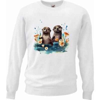 Sweatshirt Sweater Otter Fischotter Otterfamilie Otter Baby Ozean Mittelm 404253