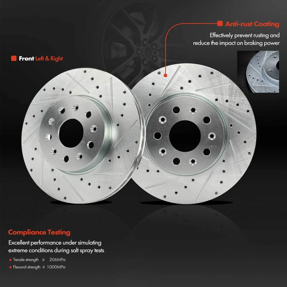 6x Rotores de freno delanteros perforados y pastillas de freno de cerámica para Chevrolet Camaro Cadillac Foto 4 de 4