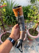 Horn Viking Trumpet Battle Premium Hand-Engraved Genuine War Ox 16