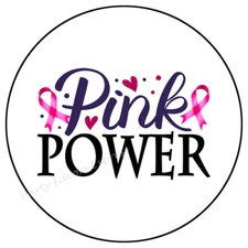 PINK POWER RIBBON BREAST CANCER AWARENESS ENVELOPE SEALS LABELS STICKERS