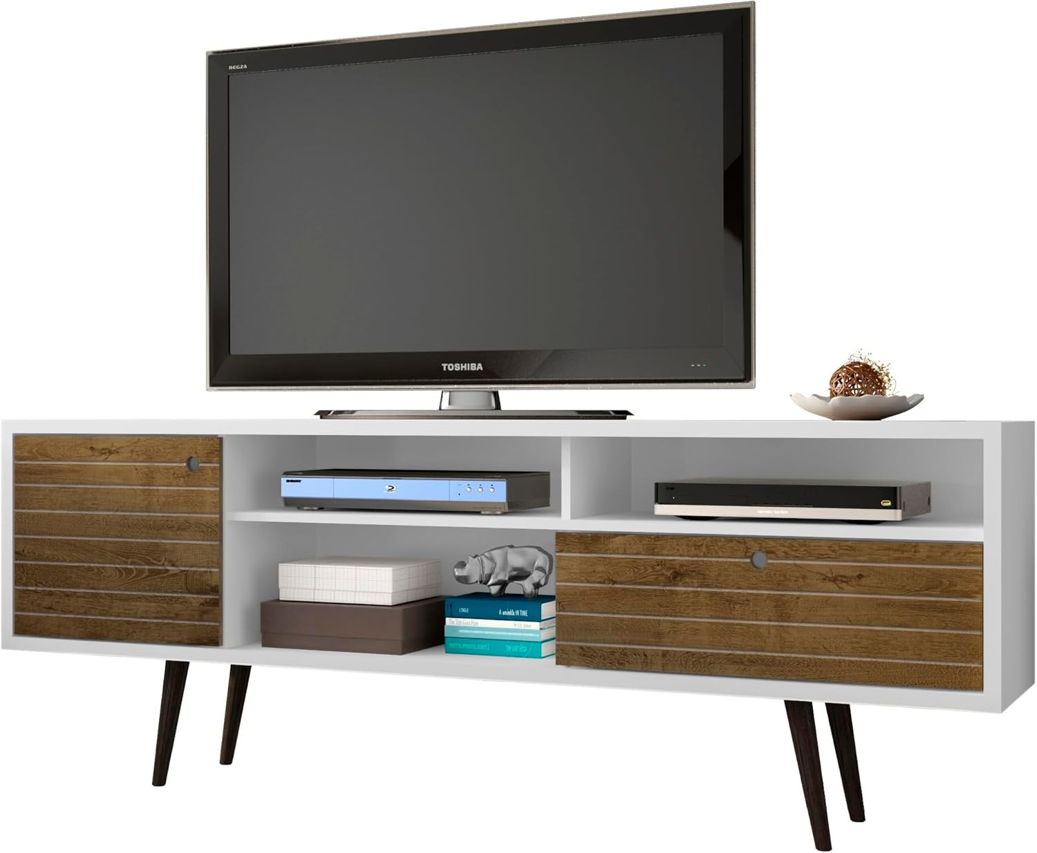 For 65" Tvs - 71" White/rustic Brown Entertainment C