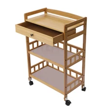 3 Layers Entertainment Kitchen Cart Countryside Handrail Fence Cart with Drawer