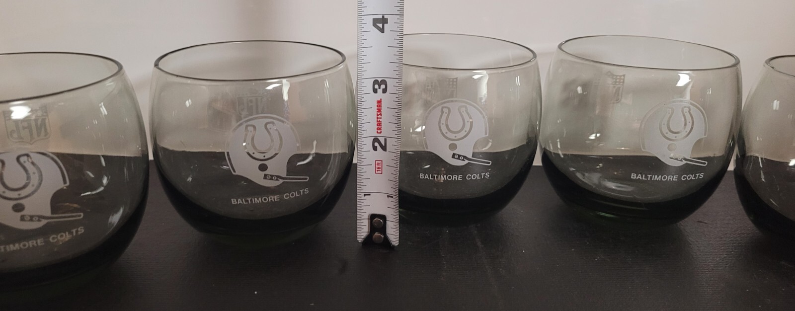 Vintage Baltimore Colts Cocktail Glasses Set of 6 70s NFL Highball