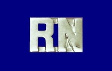 RN Collar Pin Set Nickel Registered Nurse Cut Out Letters Nursing 2457 3/8" New