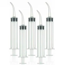 100 Pack 12cc Oral Dental Syringes Monoject Style Disposable Plastic Curved Tip 
