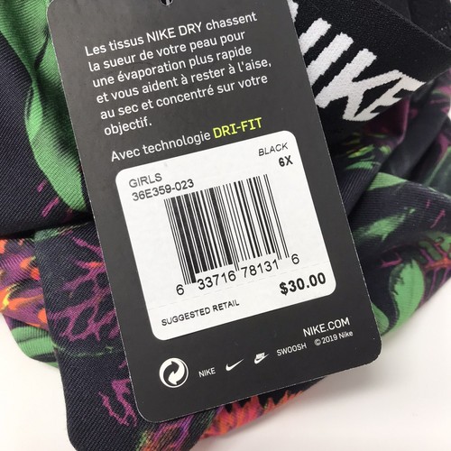 Nike Girls Tropical Floral Leggings Size 6, 6X Dri-Fit Black & Floral - Picture 6 of 6