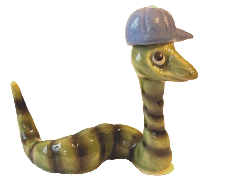 Vintage HAGEN RENAKER Homer LA Dodgers Baseball Striped Snake Porcelain Figurine