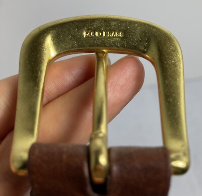 Vintage Canterbury Brown Leather Belt Adjustable Brass 