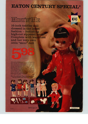 1969 PAPER AD Mini ''n'' Me Doll 16'' Fashion Swingy 10'' Eskimo Dolls Black Doll