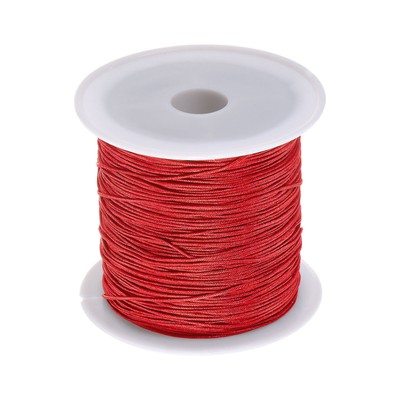 1Rolle Nylon Perle Faden Knoten Schnur 0.6mm 50Yards Nylon Satinschnüren,Rot