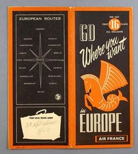 AIR FRANCE EUROPE HOLIDAY 1954 VINTAGE AIRLINE BROCHURE HIPPOCAMPE AILÉ