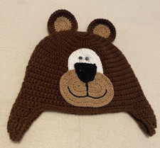 Handmade Crochet Bear Hat Color Brown Size 6 to 12 months