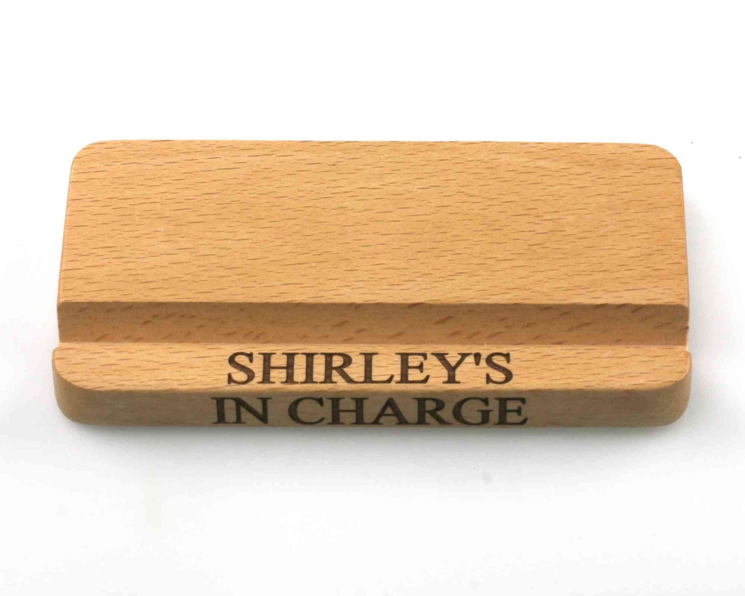 Personalised Wooden Phone & Tablet Stand Engraved Beech Cathcart Elliot