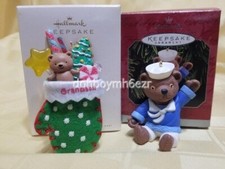 Hallmark 1998 2008 Grandson Sailor Bear Mitten Christmas Ornament LOT