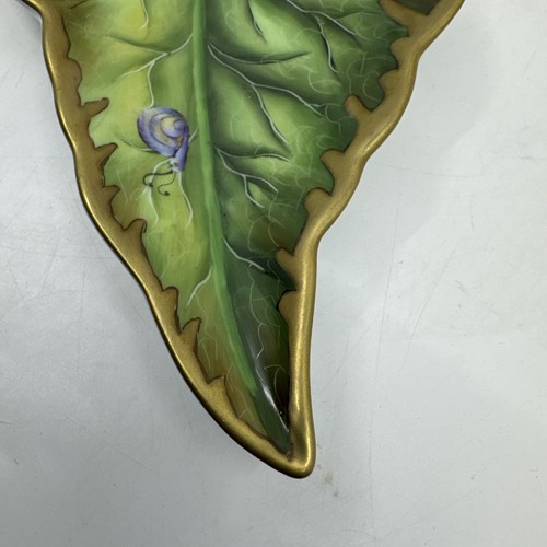 VTG 2003 Anna Weatherley Made Hungary Hand Painted Leaf Tray Butterfly Ladybug - Picture 11 of 11
