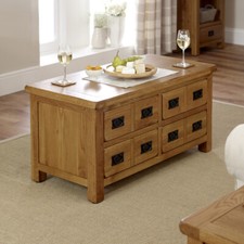 Rustic Oak 4 Drawer Storage Coffee Table - Living Room Furniture - RS42