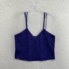80s Vintage Victoria's Secret Camisole Lingerie Top M L Purple Lace Gold Label