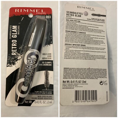 New! Rimmel London ScandalEyes Retro Glam Mascara Bold Look - 003 Extreme Black