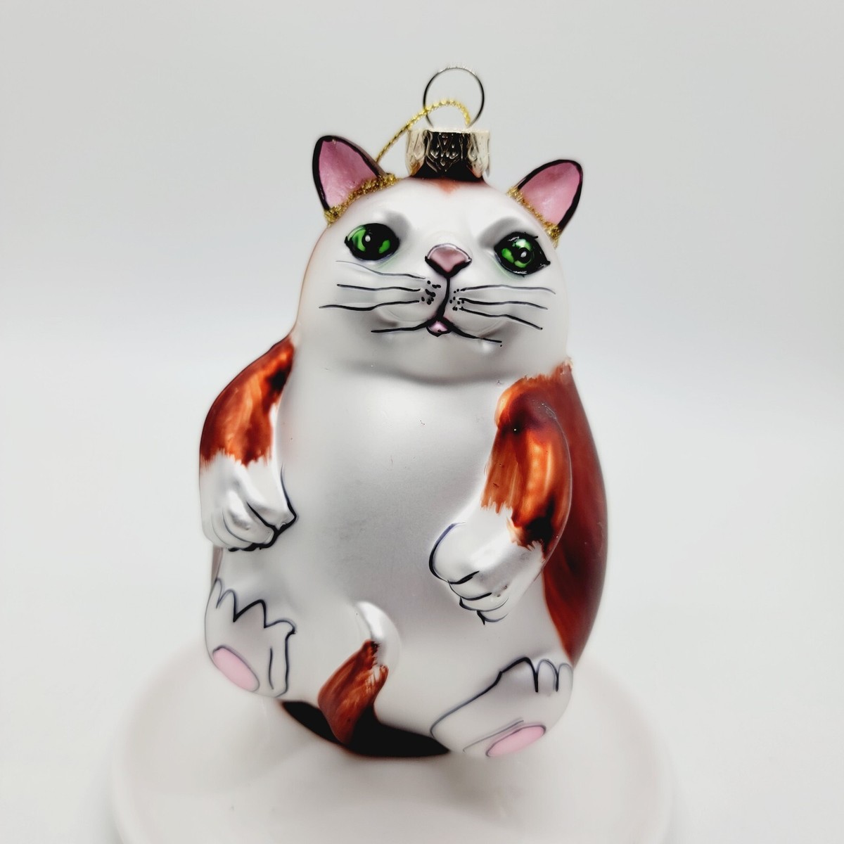 Smithsonian Institution Blown Glass Hand Painted Fat Cat Christmas
