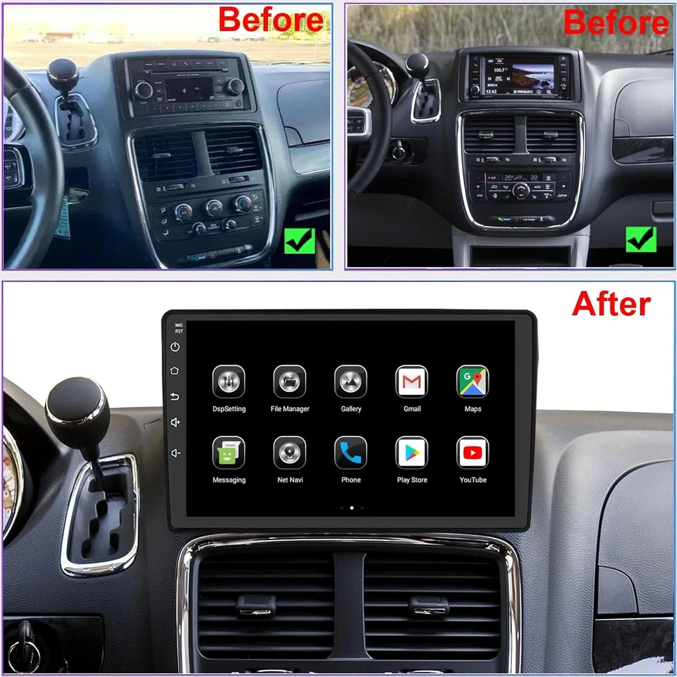 Carplay Android 13 Car Radio Stereo For Dodge Grand Caravan 2011-2020 Apple GPS Foto 3 de 4