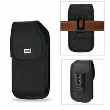 For iPhone 14 Pro Max Large Size REIKO Rugged Nylon Pouch Holster - Black