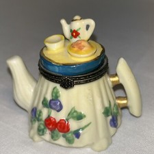 Limoges Trinket Breakfast Set Teapot, peint main Vintage 2000’s??