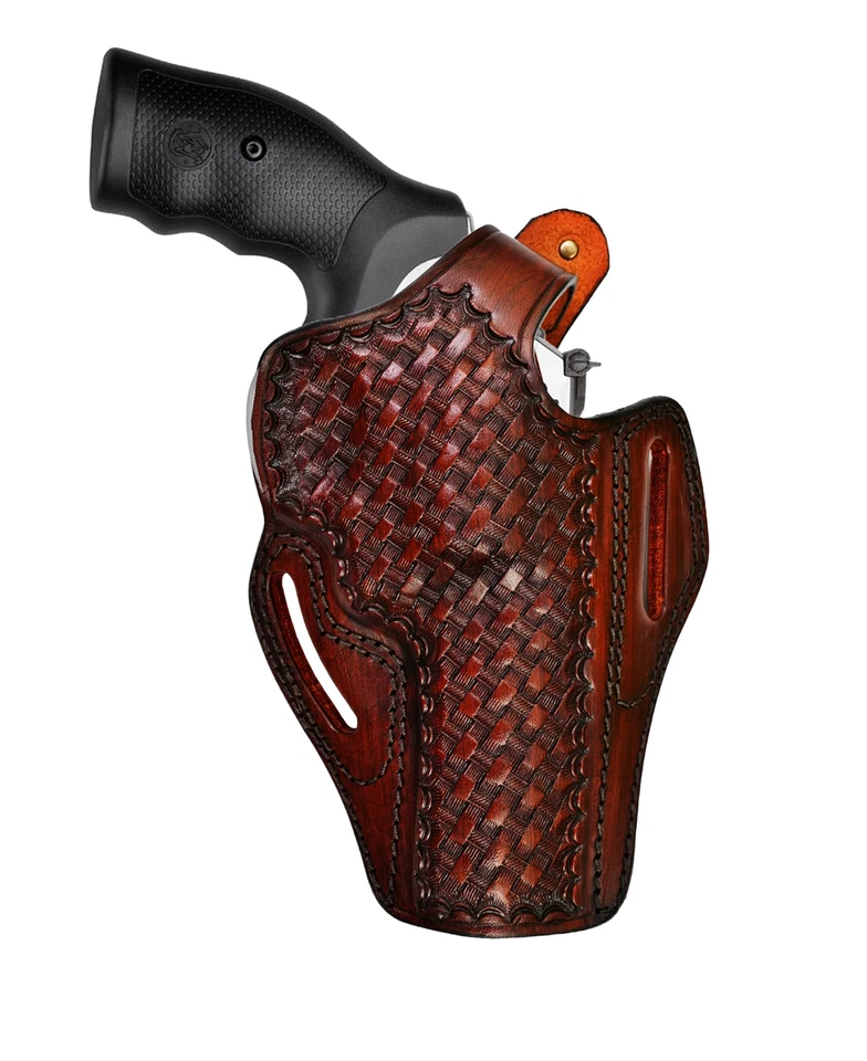 Leather Belt Holster For Charter Arms Bulldog 44 Special, Basket Weave - Image 2 of 4