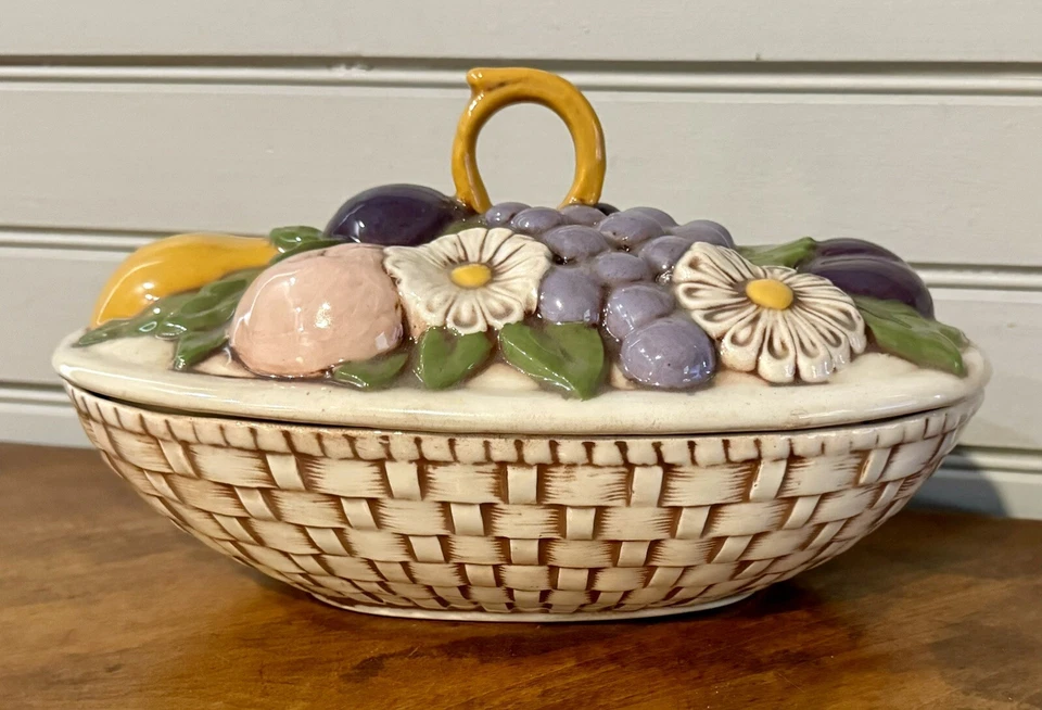 Tarro de galletas de almacenamiento de cesta de frutas vintage Foto 2 de 4