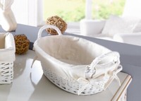 Obstkorb Brotkorb Weide Weiß Oval, Textil Einlage Creme, Flecht Korb KöRbchen