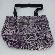 Reversable Shoulder Bag Tote Large Hawaiian Island Aloha Wear w/ Zip Pockets