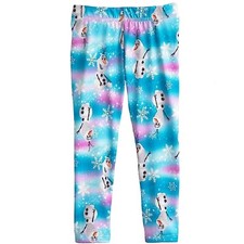 Disney's Frozen Olaf Little Girls Blue Leggings with Fleece Lining - NWT